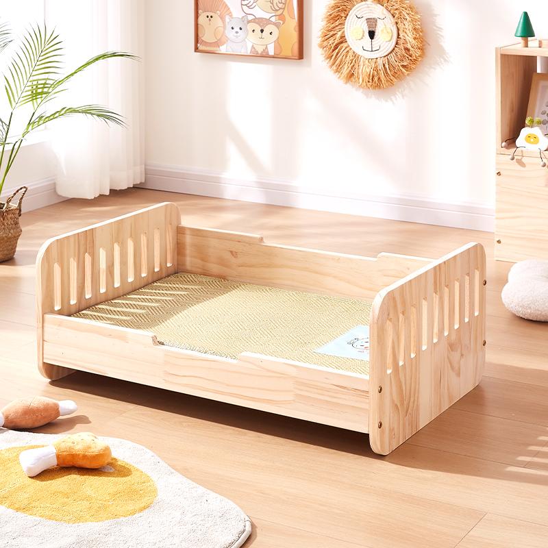 Elevated Wooden Dog Bed Breathable Moisture-proof Pet Nest Four Season Universal Cat House Stylish Design Kennel for Indoor