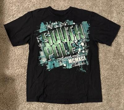 Tricou Vintage Negru Polul Sudic cu Logo Graffiti 3D și Imprimeu Streetwear Hip-Hop Y2K pentru Colecționari