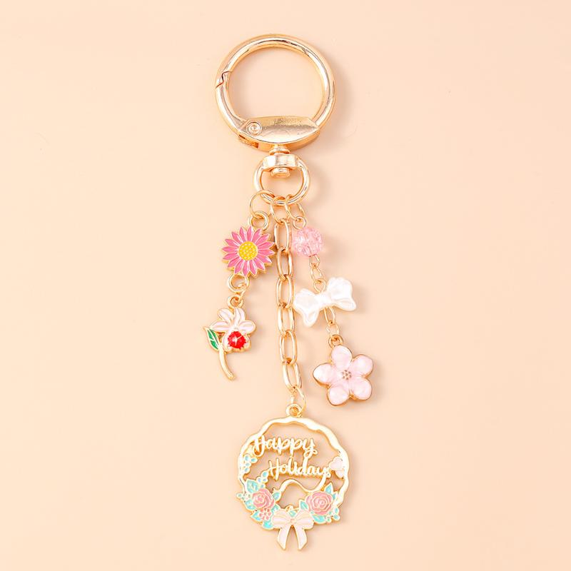 

Cute Enamel Garland Keychain Women Girls Flowers Key Ring Pendants Handbag Decor Diy Handmade Jewelry Gifts