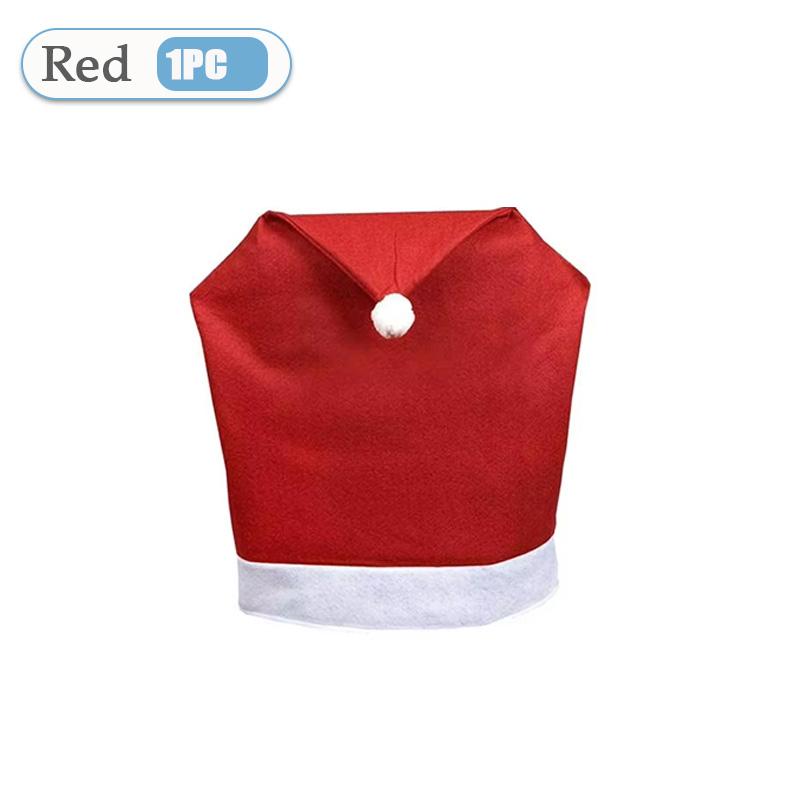 

1-20PCS Christmas Chair Covers Red Polyester Dining Chair Decor with Santa Hat Back Covers, Holiday Table Setting Party Supplies