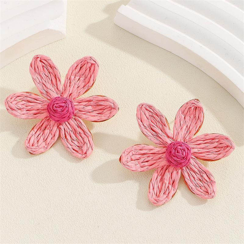 

Цветы ручной работы, свежие, сладкие серьги из рафии, серьги-гвоздики, аксессуары розовый