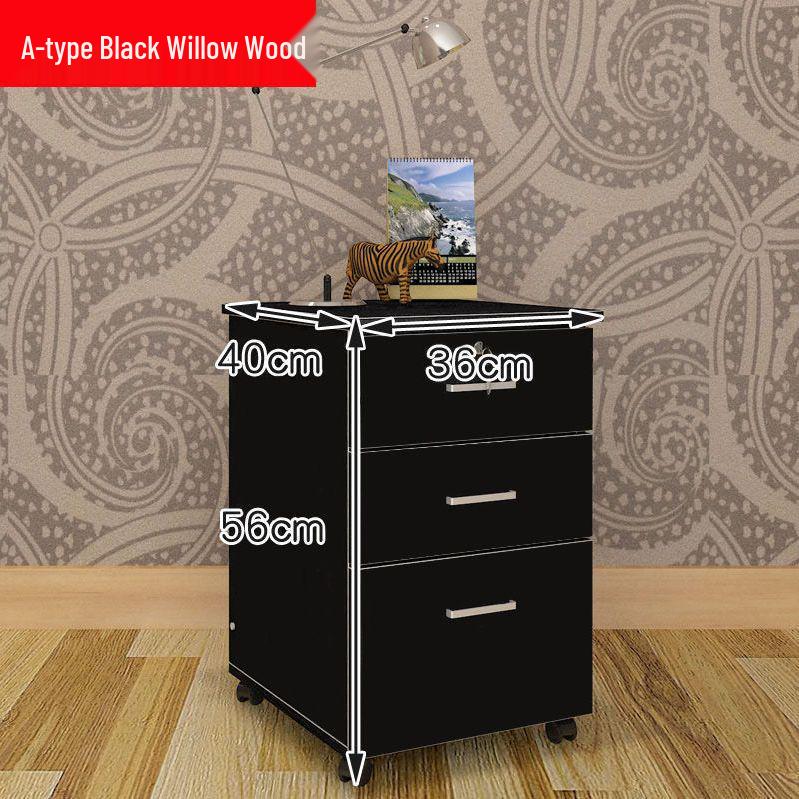 Wooden Mobile Office Filing Cabinet with Lock and Storage