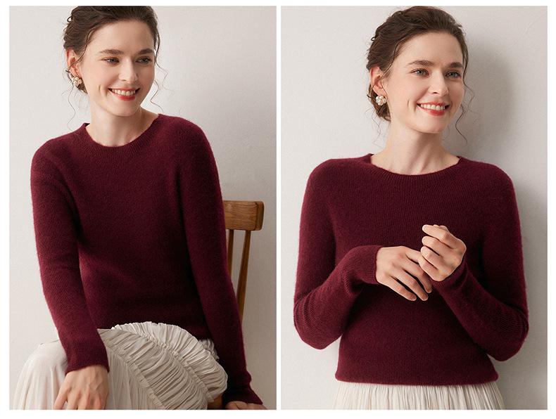 Women's Striped 100% Cashmere Round Neck Sweater - Autumn/Winter Collection