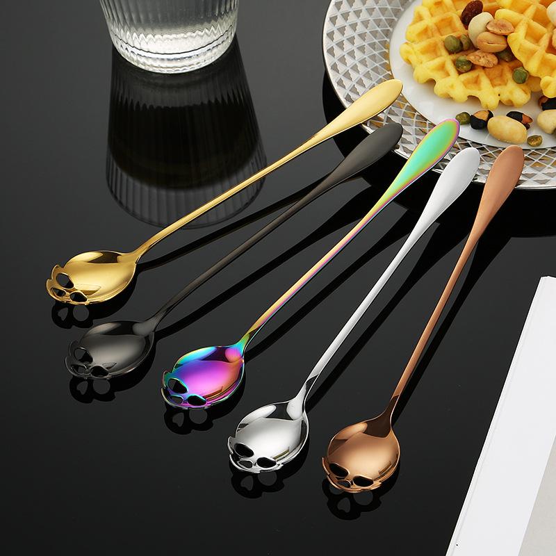 Stainless Steel Coffee Scoop Skull Shape Dessert Ice Cream Spoon Halloween Theme Party Dining-Table Scoops Decorations Supplies