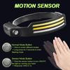Portable COB Headlamp Sensor LED Head Flashlight Rechargeable Red and White Yellow Light Modes Outdoor Fishing Camping Lantern