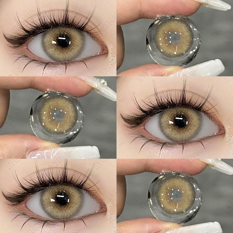 EYESHARE Brown Colored Contact Lens Natural Soft Contact Lenses for Eyes Fashion Decoration 14.2mm Yearly 2pcs=1 Pair