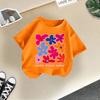 T-shirt Dolce Estiva per Bambini Top Stampato a Fiori Abbigliamento Bambini T-shirt Carina a Maniche Corte Girocollo per Bambini