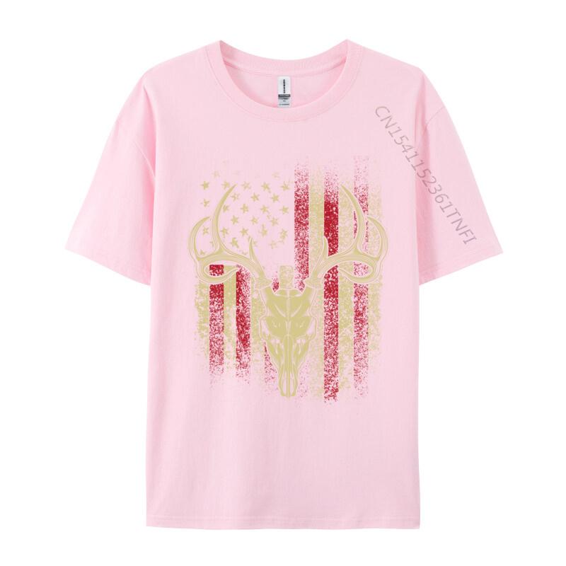 Unisex Clothing American Flag Deer Family Cotton Luxury Designer TShirts Tops Tees Slim Fit Casual Top TShirts