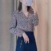 Shopping mall 1116 women's spring and autumn new retro suit collar floral printing long-sleeved shirt