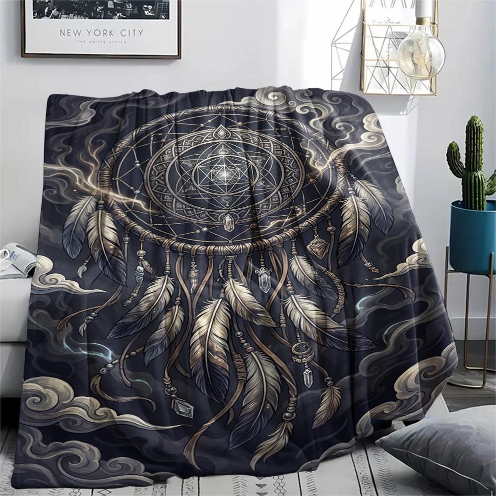 1Pc Dreamcatcher Print Flannel Blanket, High Quality Comfortable for All Seasons, Home Decor, Warmth and Comfort, Perfect for Christmas Gifts W92
