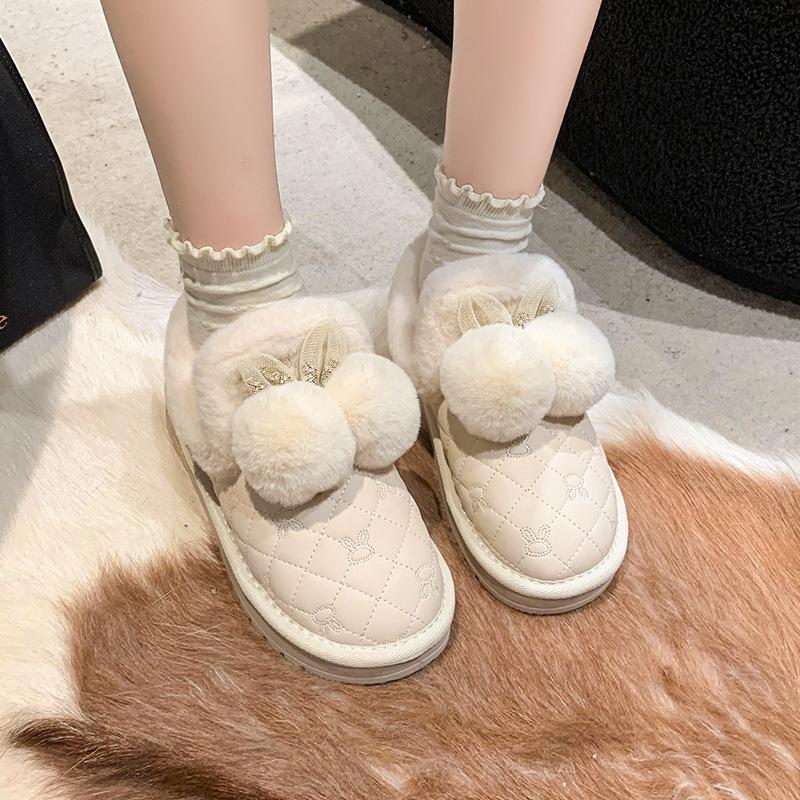 Women One Foot Stirrup Short Snow Boots 2025 Winter Casual Versatile Padded Warm Cotton Shoes