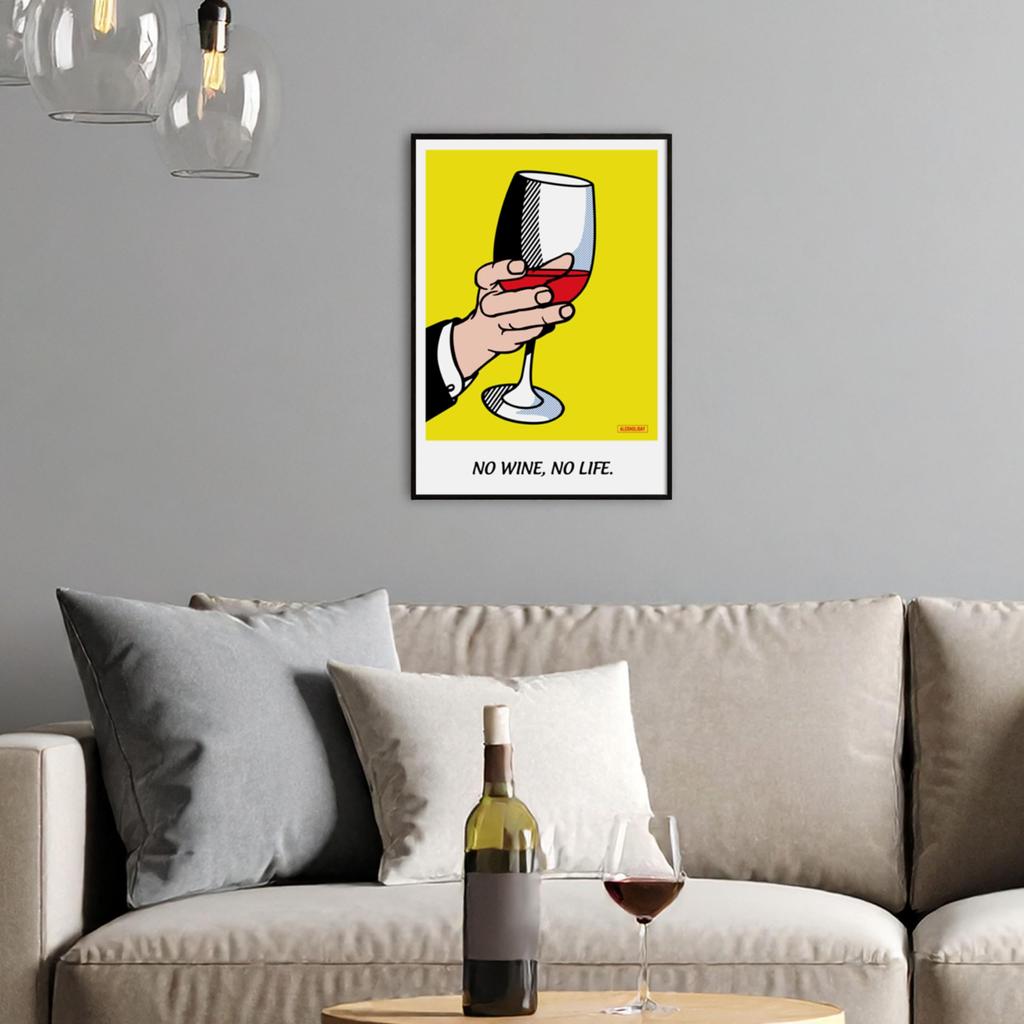 ALCOHOLIDAY Art Stylish Pop No No Life Poster, Poster, A2, Interior, Scandinavian, Alcohol, Wine, Art, Wine,