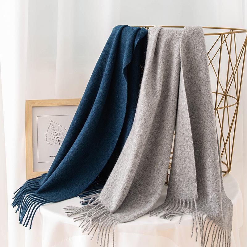 Wool Cashmere Scarf Women's Atmosphere Solid Color New Winter Warm and Versatile Men's Student Scarf