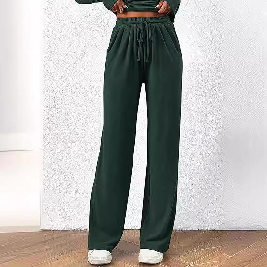 Asymmetrical Long-Sleeve T-Shirt & Wide-Leg Pants Casual Loungewear Set 2025 Autumn Collection