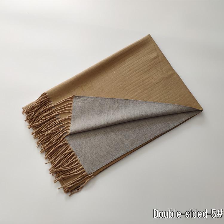 2024 Autumn/Winter Imitation Cashmere Double-Sided Red Scarf - Solid Color, Warm Shawl for Women, European & American Style.
