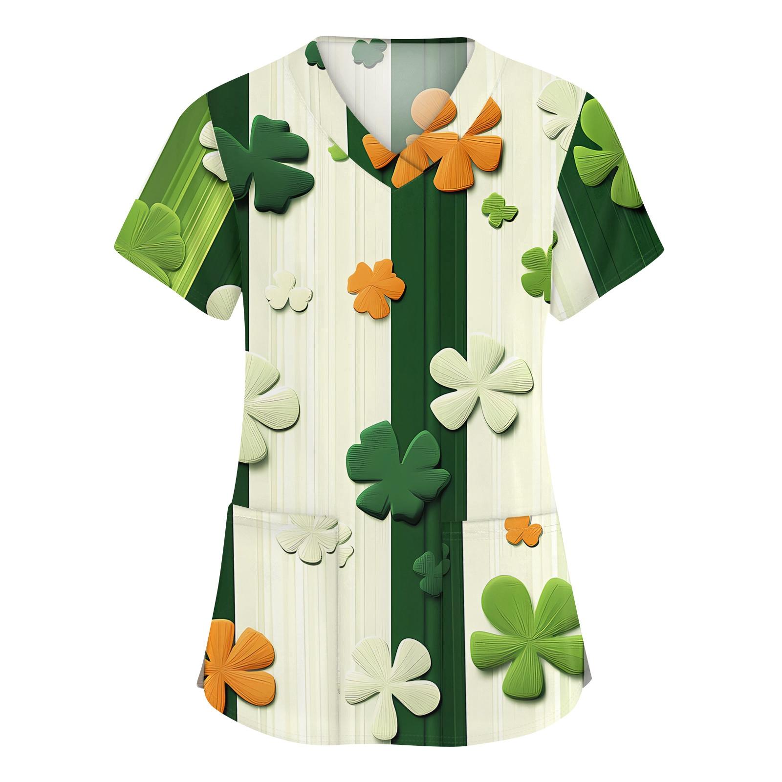 

Women s Fashion V-neck Short Sleeve Workwear With Pockets Printed Tops XXXXXL белый