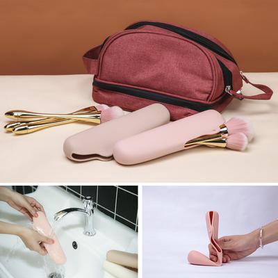 Aufbewahrungstasche für Make-up-Pinsel, tragbare Reisekosmetiktasche, gut aussehende Make-up-Pinseltasche aus Silikon