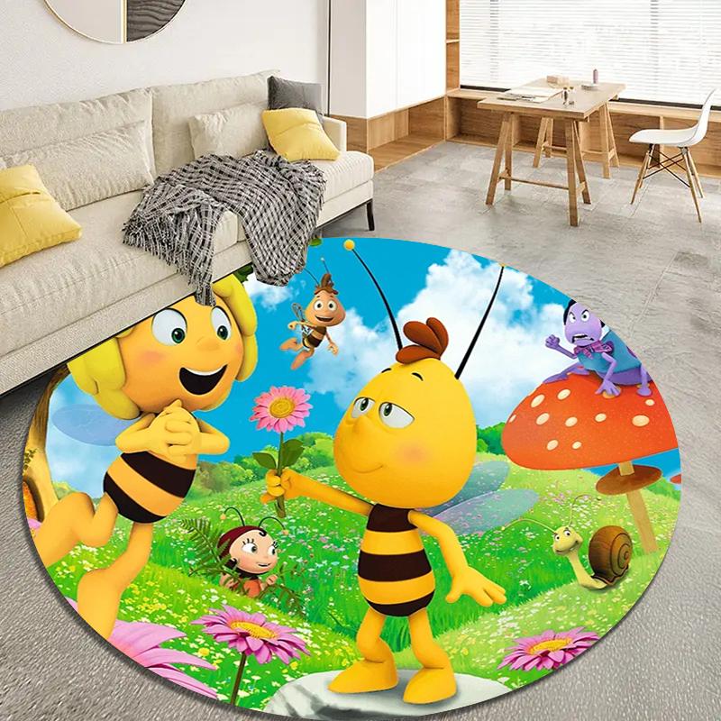 Tappeto Rotondo Api e Maya, Tappeto per Soggiorno Camera da Letto Divano Sala Giochi Decorazione, Tappetino Antiscivolo 34