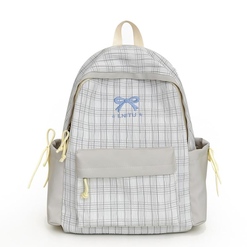 Schoolbag Japanese plaid college style high-value backpack girl campus style light and large-capacity junior and high school student schoolbag