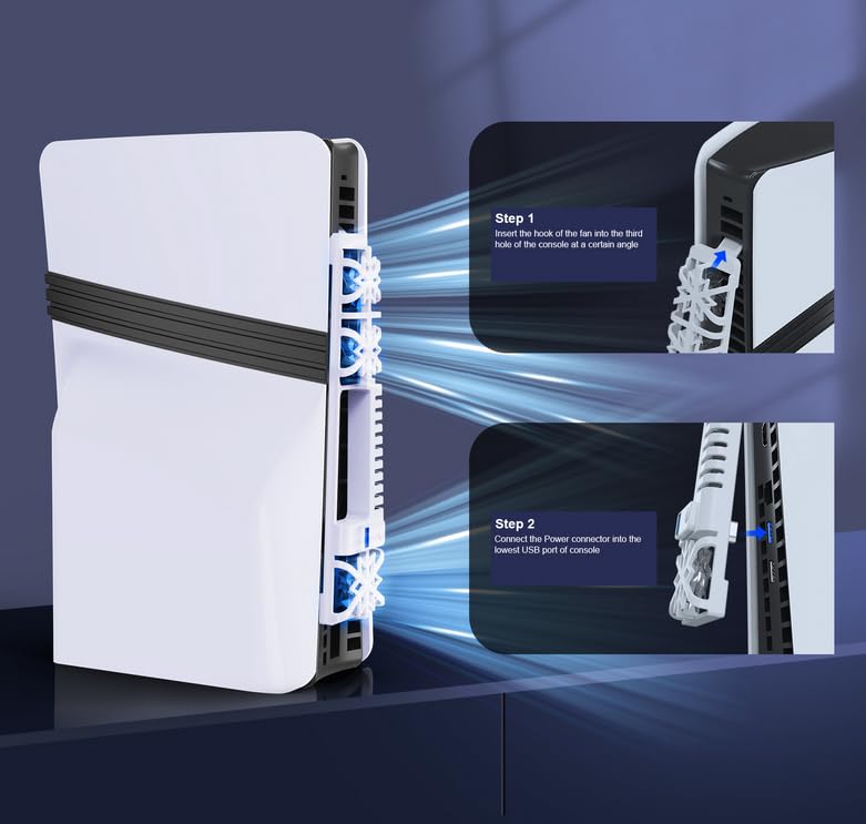 PS5 Cooling Playstation Multifunctional Cooling 3 Levels of Wind Speed LED USB Memory External Cooling Easy to Rapid Heat High Performance Cooling Fan