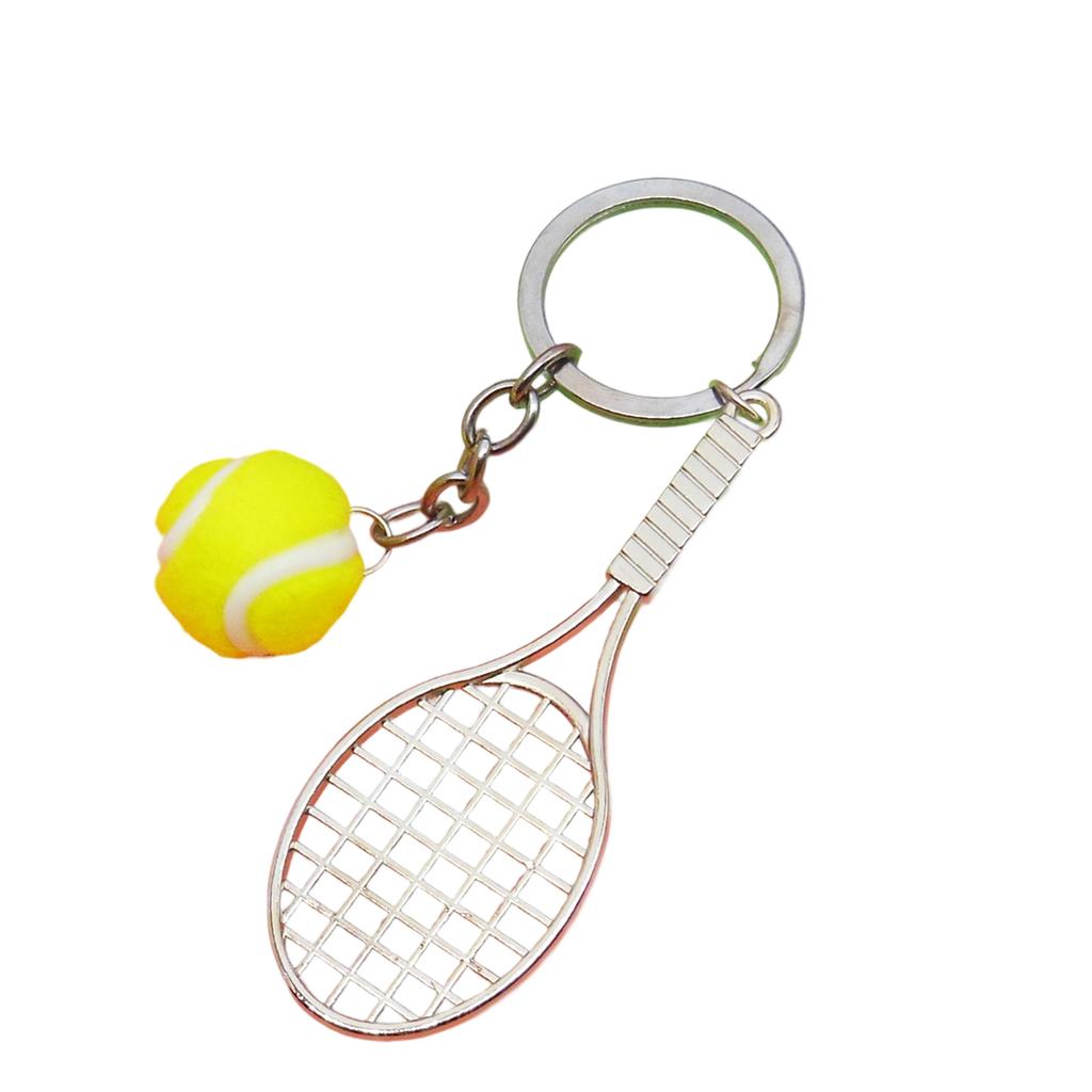 Realistic Tennis Racket Keychain Stylish Zinc Alloy Keyring Handmade Sporty Accessory Gift For Sports Enthusiasts
