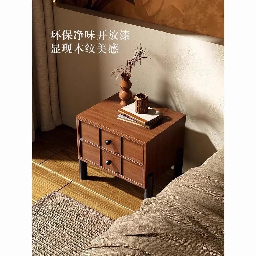 Medieval bedside table Household bedroom Bedside table Solid wood simple modern small cabinet
