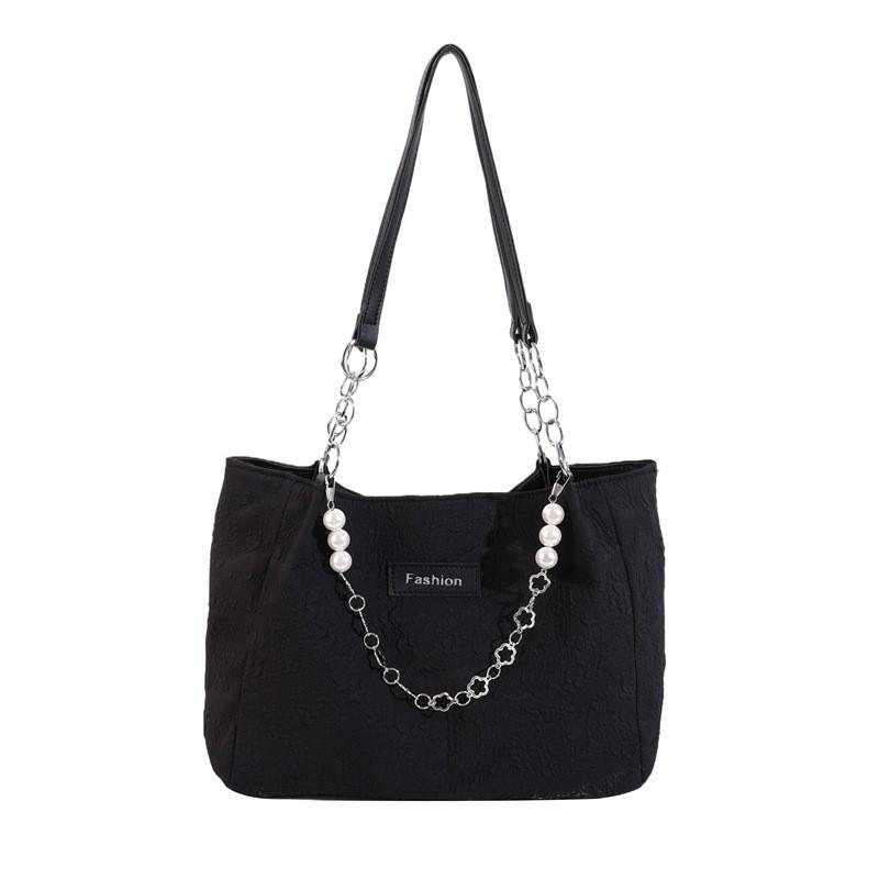 2024 Summer Fashion Stylish Pearl Chain Casual Shoulder Bag Large Tote For Women