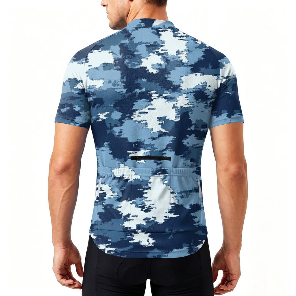 Men's Short Sleeve Cycling Jersey Breathable Quick Dry Zip Up Neck Lightweight Sports Top for Outdoor Activities