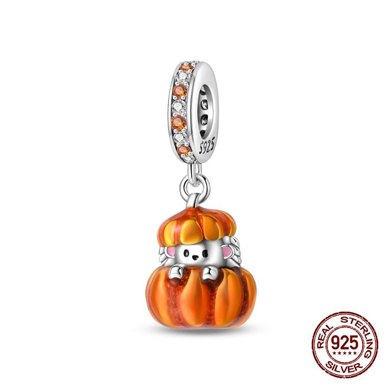 Autumn New Copper Brown Maple Leaf Pumpkin Bee Charms Bead Fit 3Mmoriginal Bracelets Diy Jewelry Warm Gift