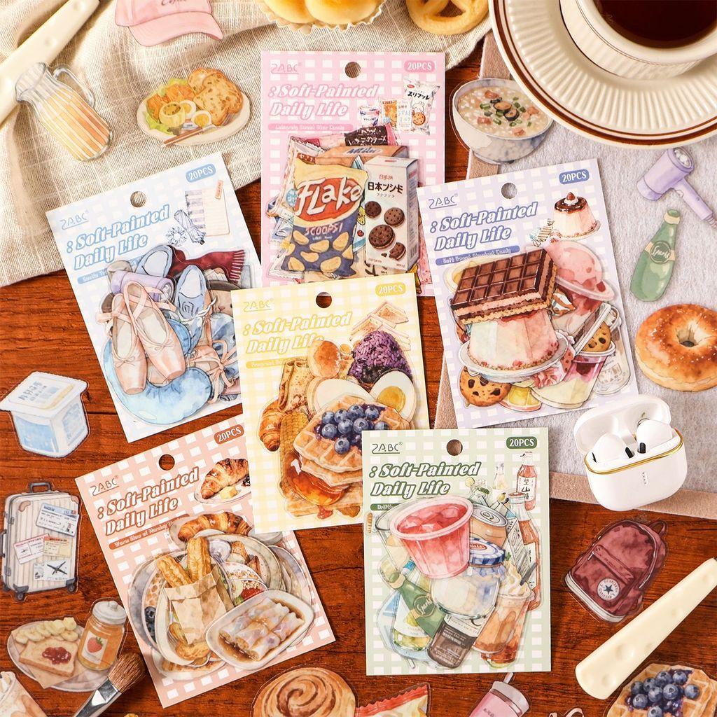 20pcs PET Stickers for Notebooks Phone Stickers Scrapbooking Supplies DIY Junk Journals Decor Stickers