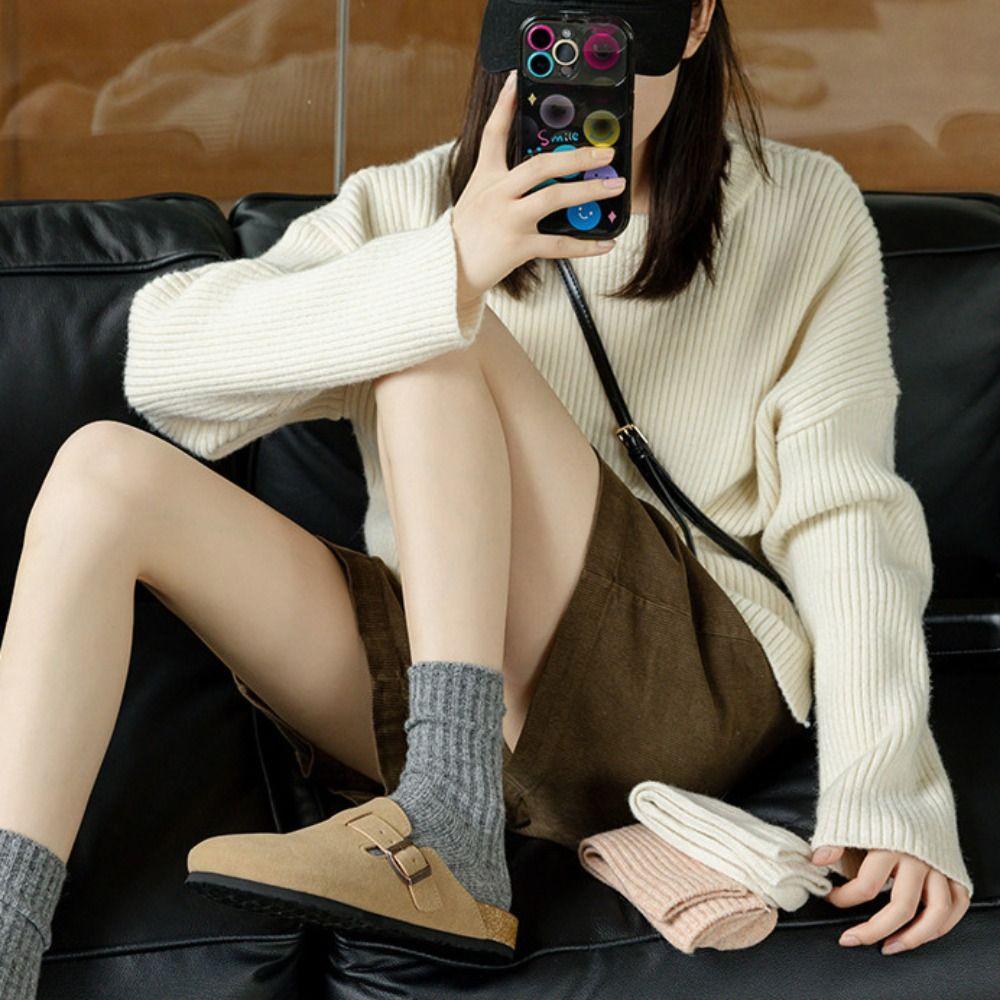 Winter Baumwollsocken Einfarbig Schlaf Socken Fleece Socken Wollsocken Damen