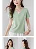 V-Neck Short-Sleeve T-Shirt for Women: Stylish Summer Loose Fit, Perfect for Middle-Aged Moms
