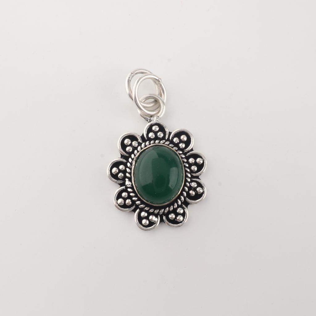 Green Onyx Cab Gemstone 925 Sterling Silver Women Jewelry Handmade Pendant 1.37" Gift For Valentine CP-40-23