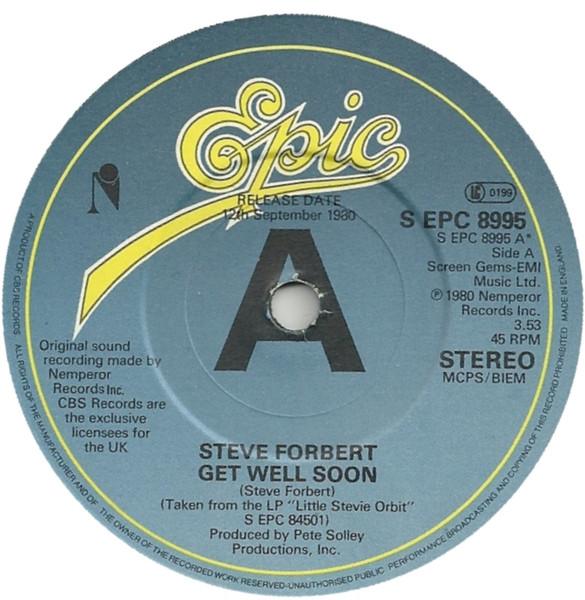 

7inch Record STEVE FORBERT - Get Well Soon SEPC8995PROMO Epic 1980 UK Rock Used