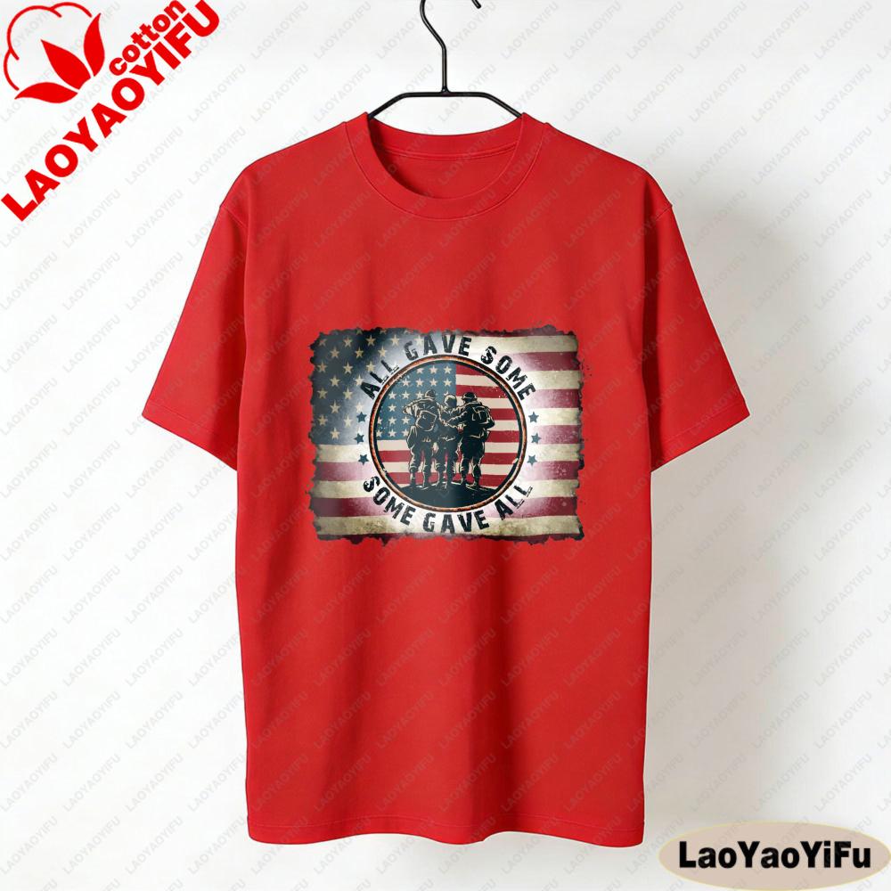 Military USA Tee All Gave Some Some Gave All Army Veteran Gift Women Round Neck Clothes Shortsleeved Ropa Mujer Tops