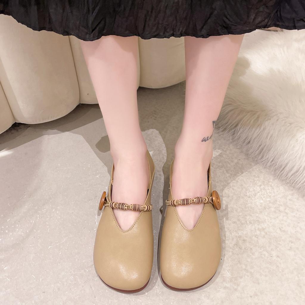 Boty s měkkou podrážkou Dámské letní Retro Mary Jane Flat Comfort Beanie Work Dámská obuv