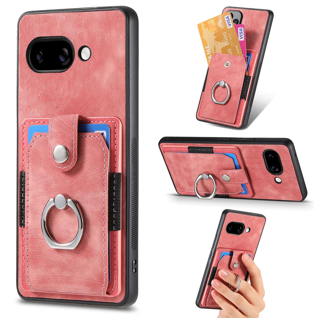 For Google Pixel 9a Phone Case Leather Back Cover with Card Slots Kickstand