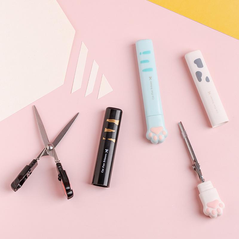 Students Cute Cat Claw Scissor with Protective Cover for Scrapbooking DIY Tools Student Portable Journaling Supplies