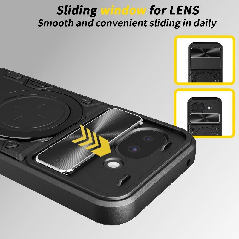 For Google Pixel 10a Case Heavy Duty Shockproof Armor Magnetic Ring Holder Slide Lens Protection Cover for Google Pixel10 A 10A