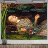 John William Waterhouse Artworks The Lady of Shalott Tapestry Wall Hanging Oil Paintings Home Decoration Aesthetic Tapestries