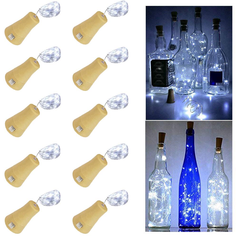 10pcs Solar Cork String Lights, 2m 20LED Silvery Wire String, Bottle Stopper Lights, Bottle Cork Lamp Strings, Multiple Colors