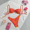 European And American Printed Bikini Swimsuit Female Sexy Lace-Up Halter Split Two-Piece Bikini Vacation Swimsuit