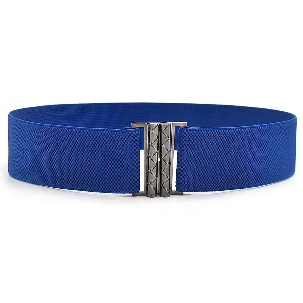 Fashion Metal Buckle Women Elastic Band Waist Defining Solid Color Stretch Waistband Comfortable Waist Corset Ladies Female