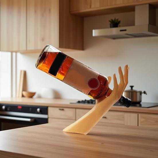 Hand Illusion Wine Bottle Holder Hand Shaped Beer Bottle Display Stand Organizer Rack Home Kitchen Bar Dining Table Desktop Decoration