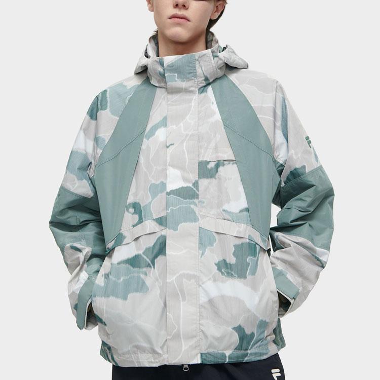 FILA Urban Tech Full Print Zip Up Hooded Sports Jacket Men jackets Blue Purple Green T11M411703F-KK
