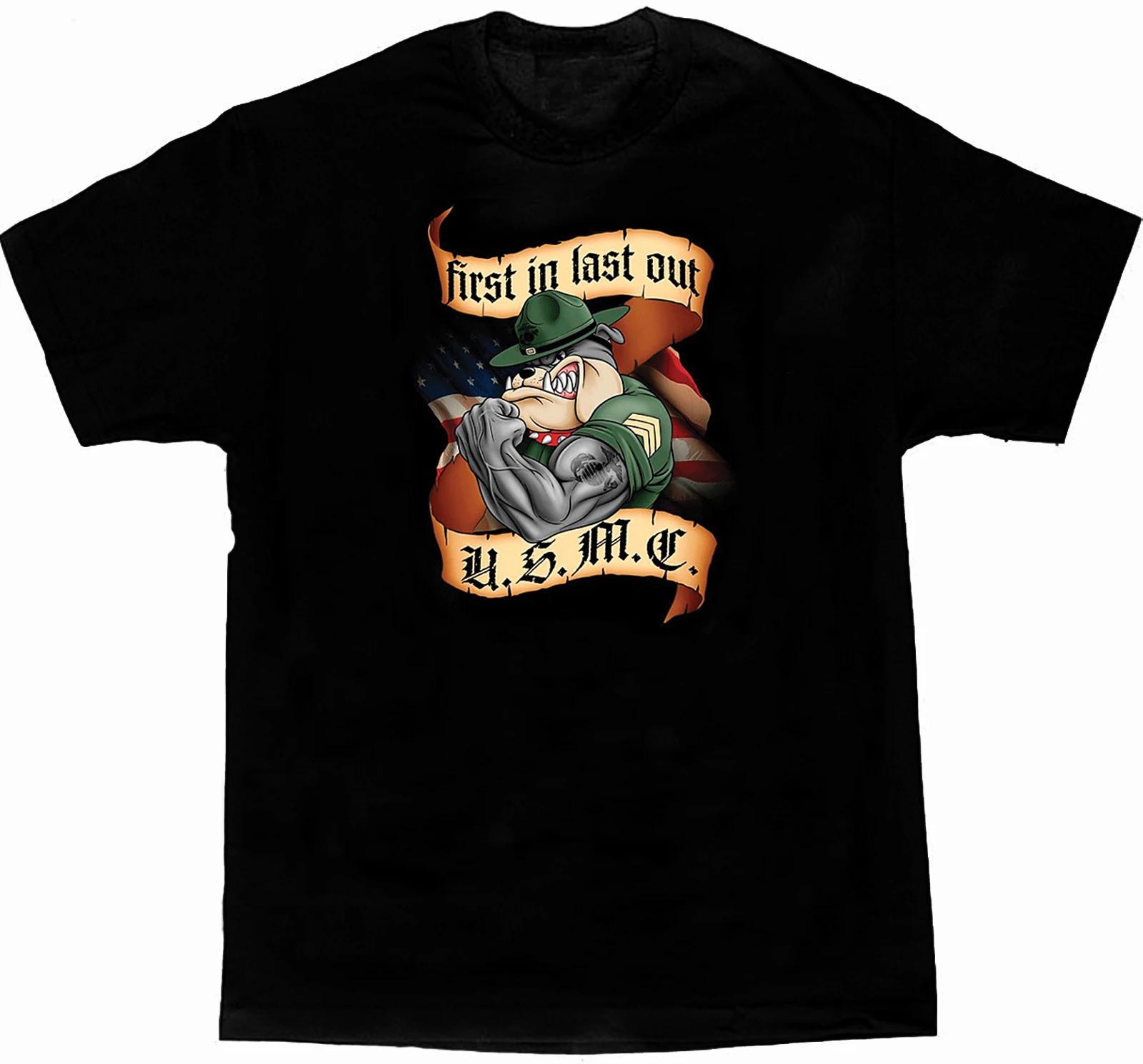 

First In Last Out Creative Design USMC Devil Dog TShirt Summer Cotton Short Sleeve ONeck Mens T Shirt New S3XL S