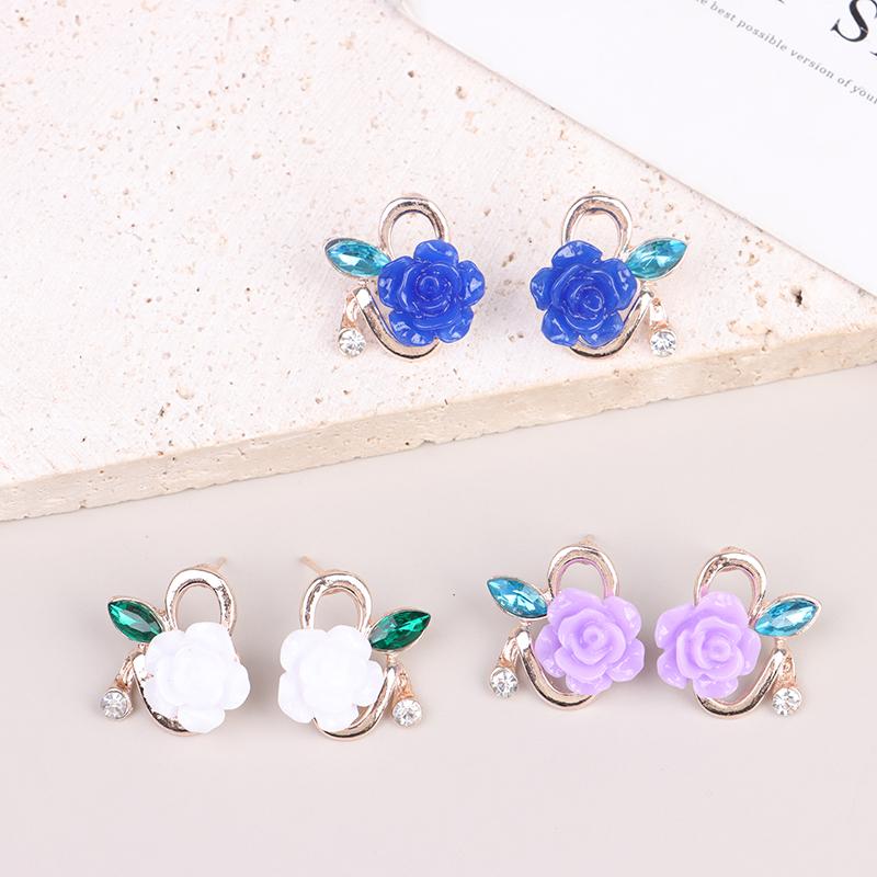 Women Rose Earrings Colorful Flower Earrings Jewelry Party Gifts Accessories