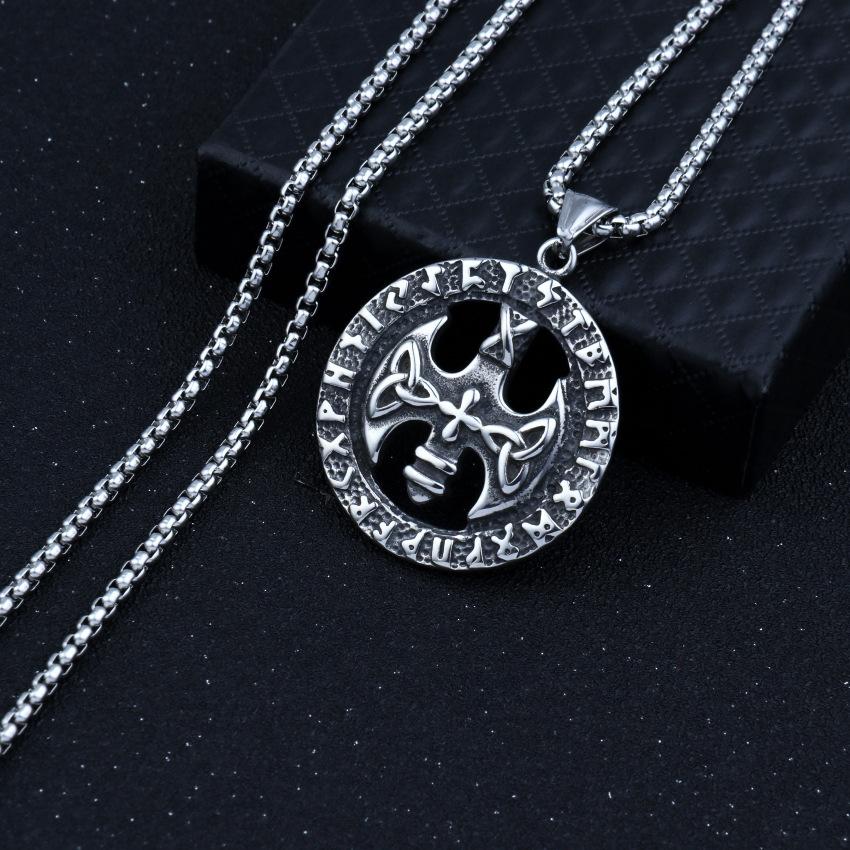 Gothic Titanium Steel Thor's Hammer Necklace Titanium Steel Men's Pendant Jewelry
