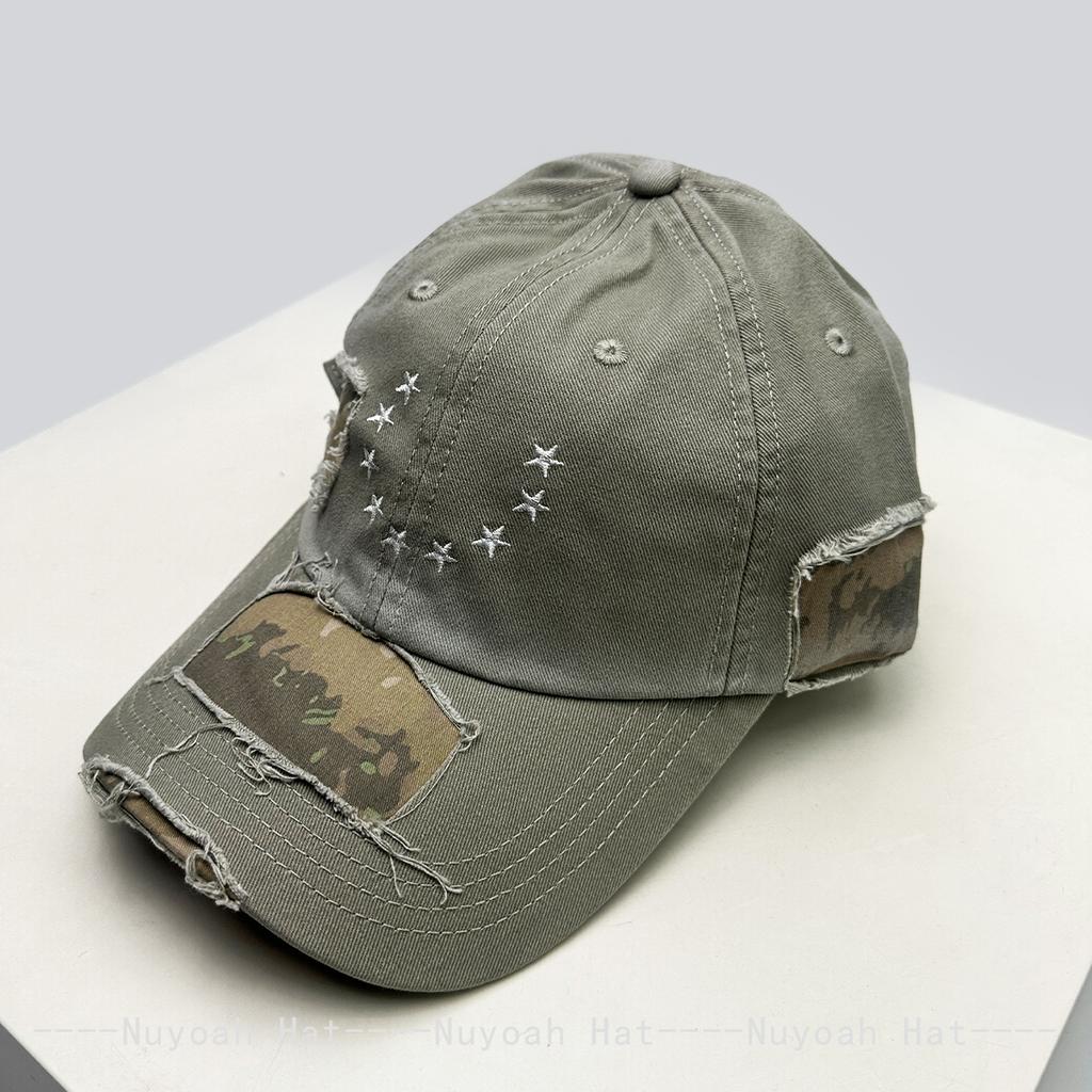 And Women Niche Style Patchwork Embroidered Stars Baseball Caps Sun Protection Personalized All-Match Street Style Peaked Hats Fashion Broken Ins