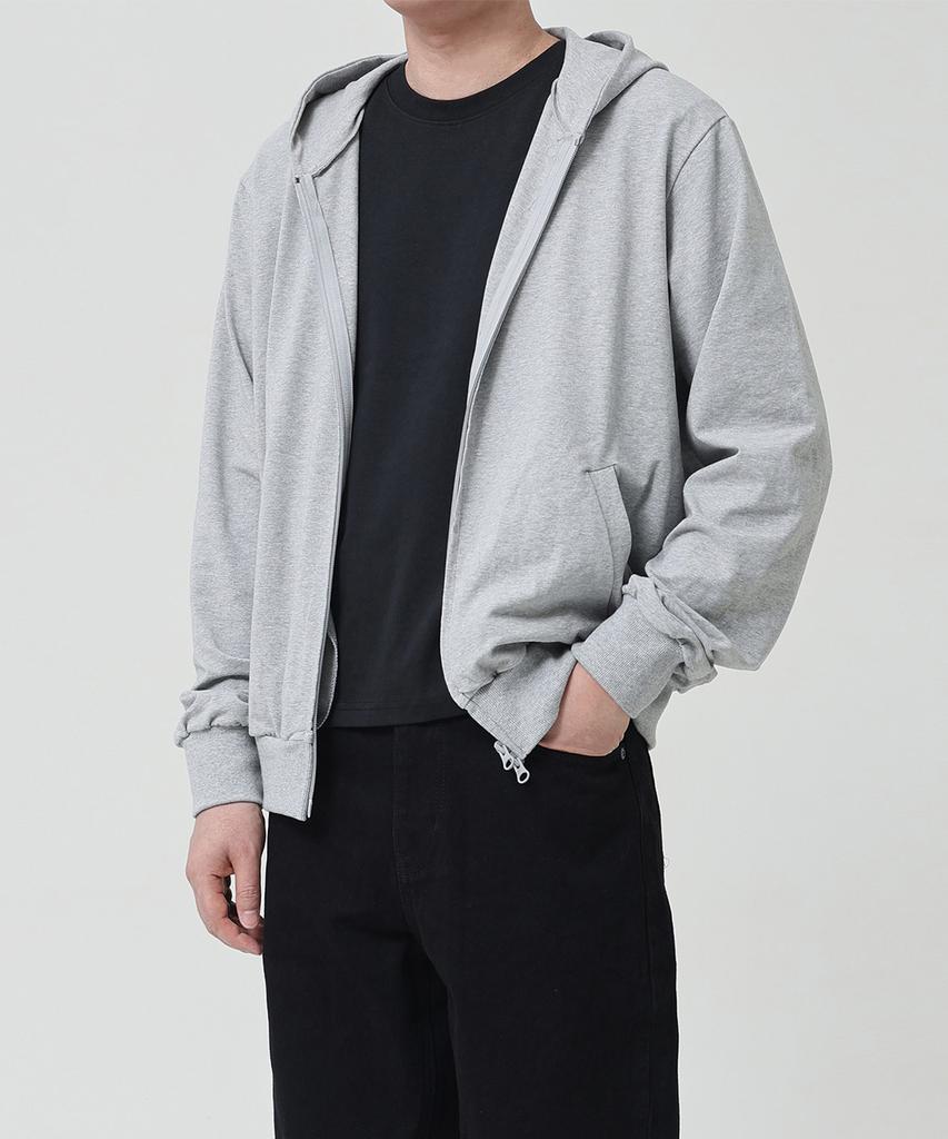 Ox Studios Lightweight Zip-Up Hoodie (Melange Grey)